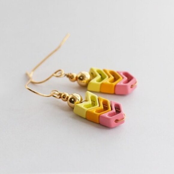 Enamel Chevron Beads Drop Earrings - Picture 2 of 3